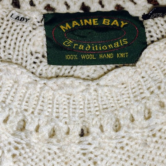 Maine Bay 100% wool sweater Fisherman Cable stitch sweater EUC - Picture 2 of 5